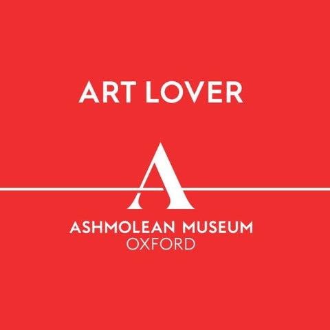 Art Lover text in white against a bright red background, with the Ashmolean Museum Oxford logo beneath it.