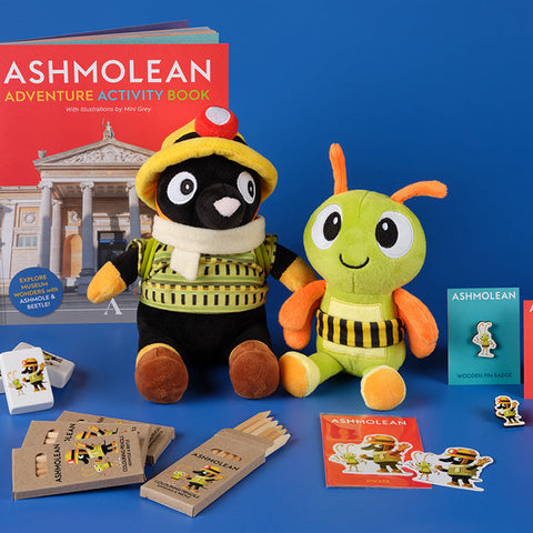 Ashmole and Beetle children's collection of cuddly toys, accessories, activity book and pencils