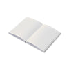 Open journal pages showing lined blank white paper in A5 size on a white background.