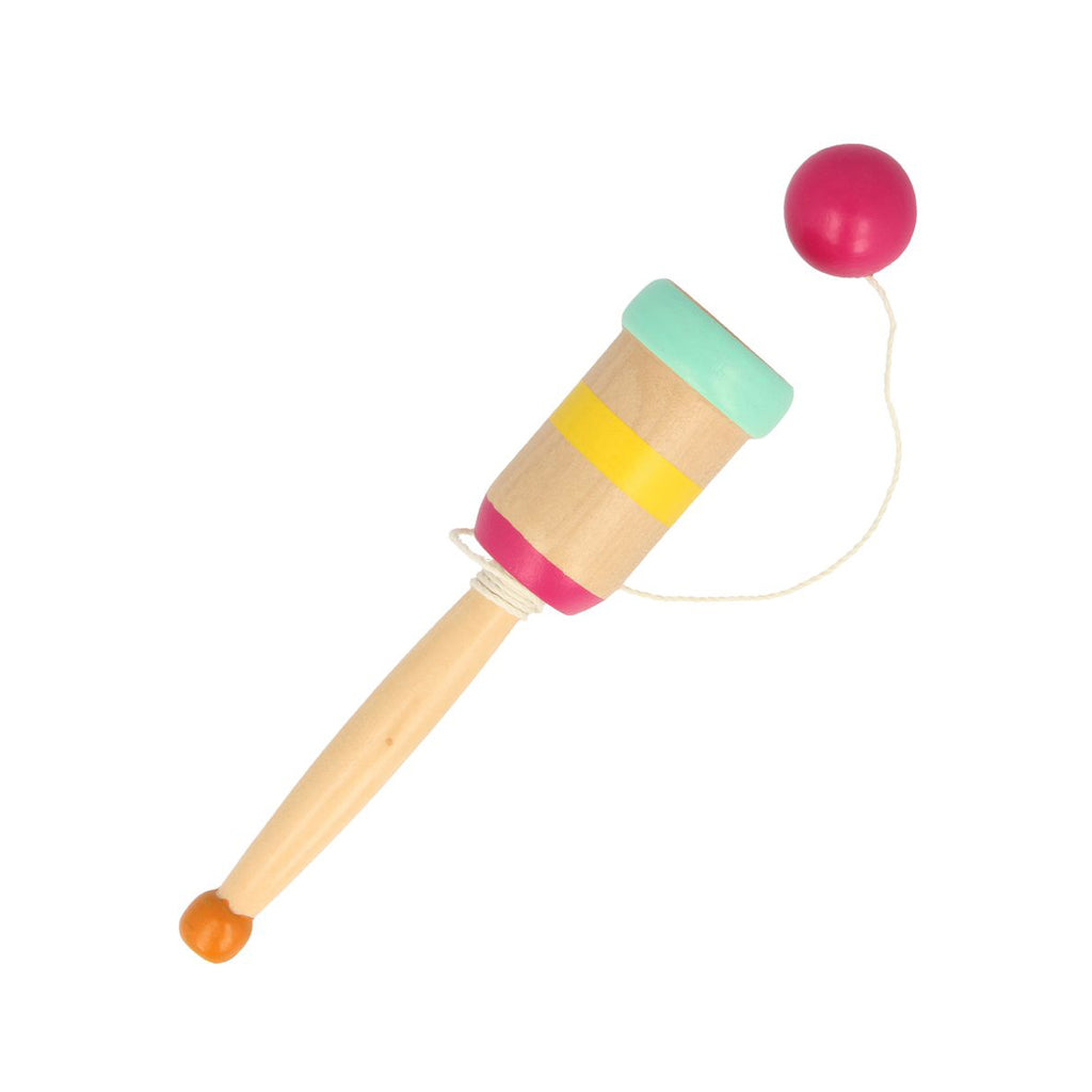 classic retro wooden toy cup and pink ball with string