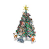 Decorative Christmas tree with woodland animal figurines on a white background