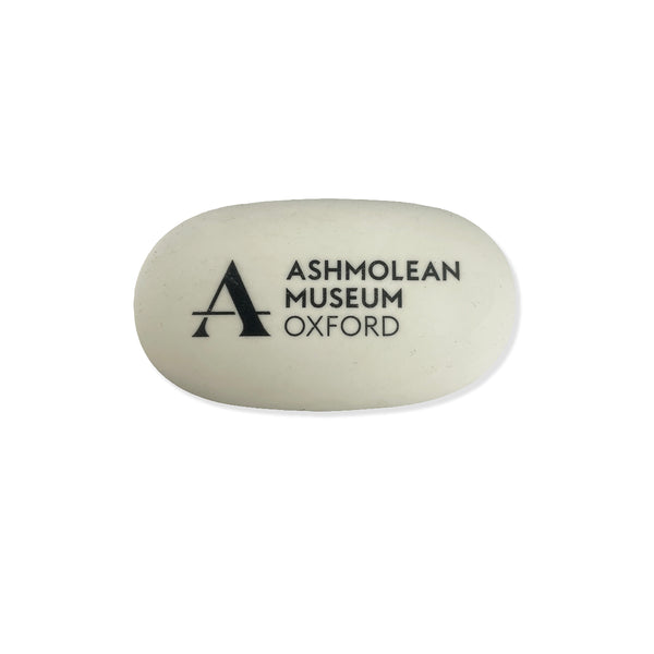 Rounded rubber eraser with 'Ashmolean Museum Oxford' text on a white background