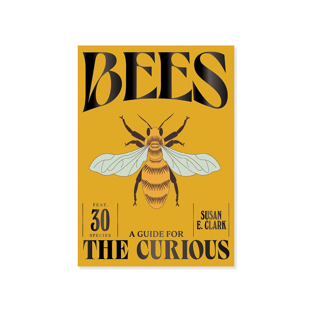 Book cover of 'Bees: A Guide for the Curious' with a bee illustration on a yellow background