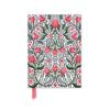 Floral patterned notebook with pink ribbon on a white background