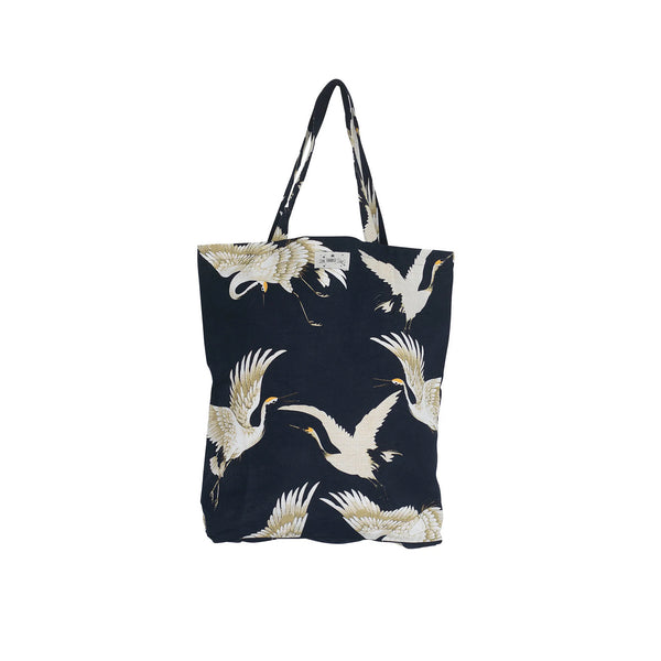 Black Canvas Tote with Storks 