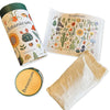 Botanicum puzzle set including a tube, packaging, and guide sheet on a white background