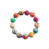 Multicolored beaded bracelet on a white background