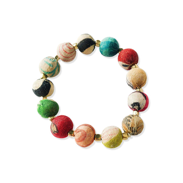 Multicolored beaded bracelet on a white background