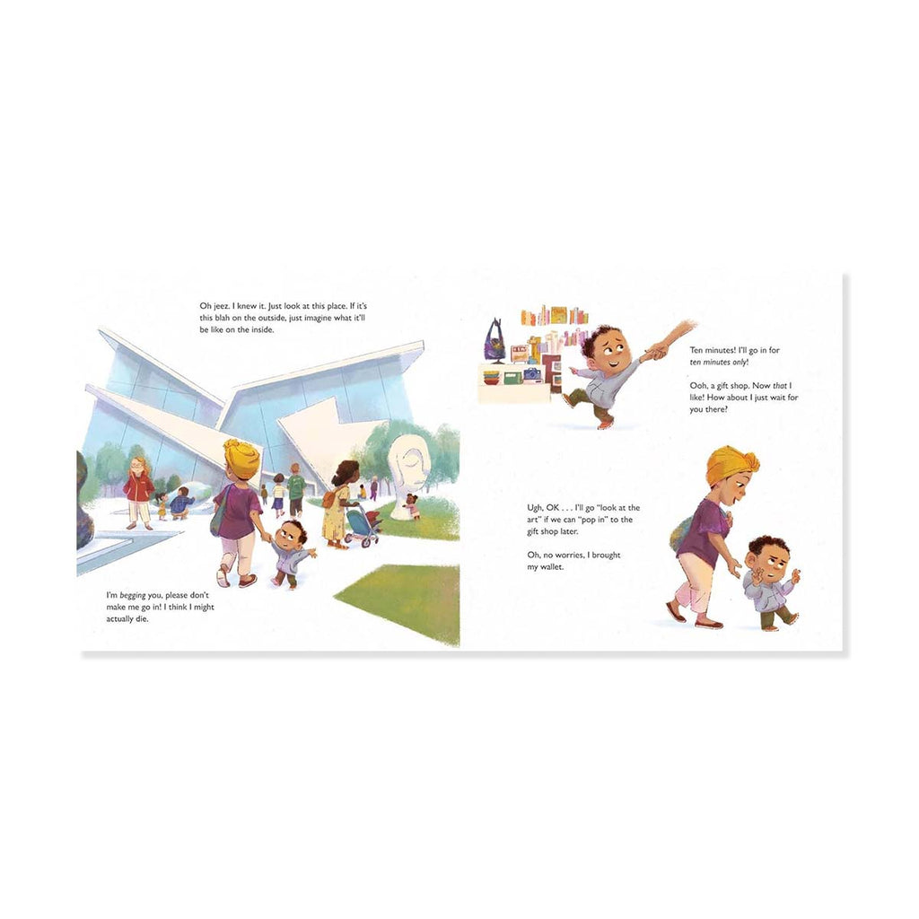Illustrated book page with children playing outside a school building.