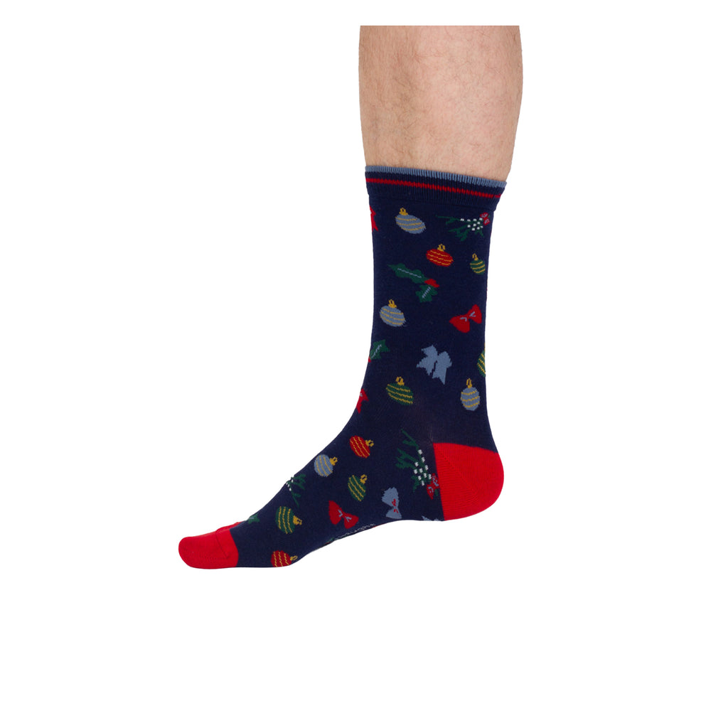 Christmas Bauble Mens Navy Socks