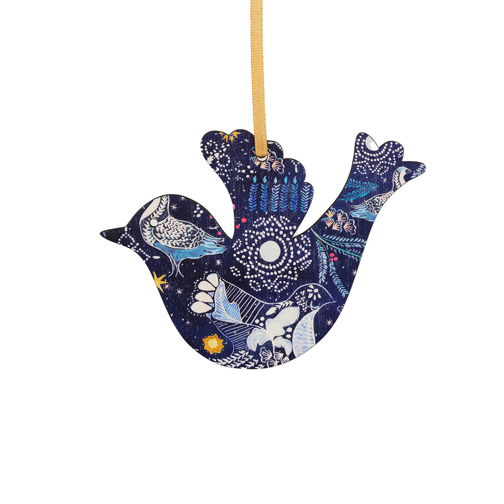 Blue Bird Wooden Christmas Decoration