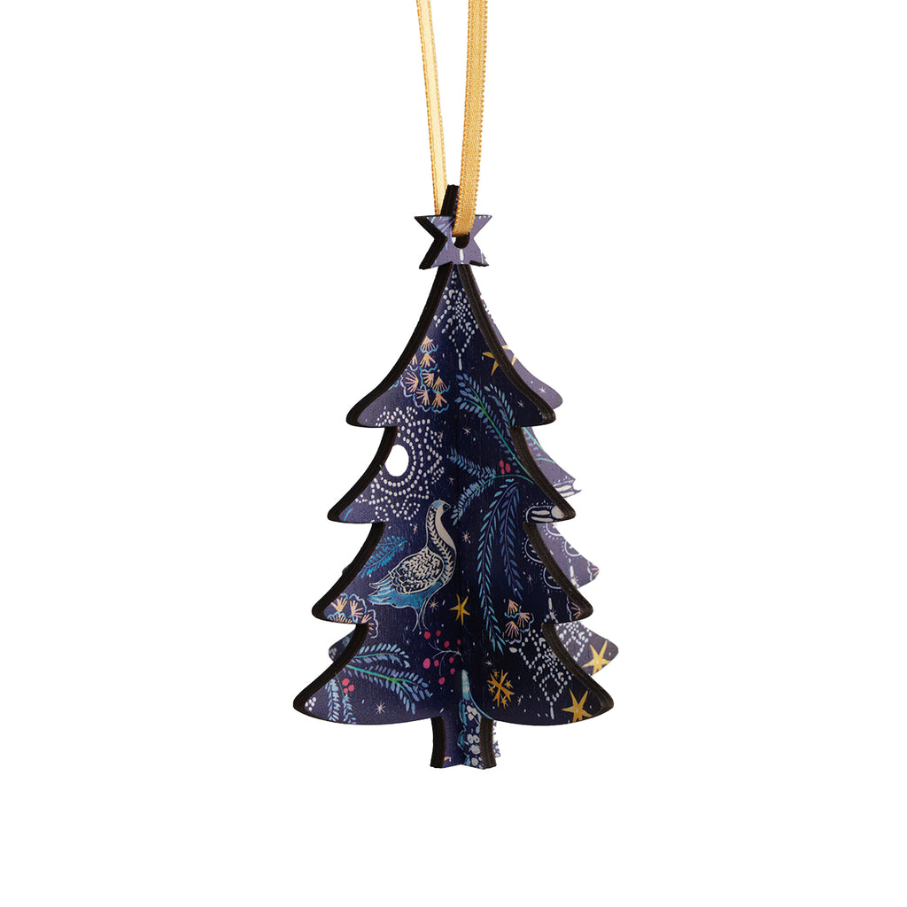 Blue 3D Wooden Tree Decoration