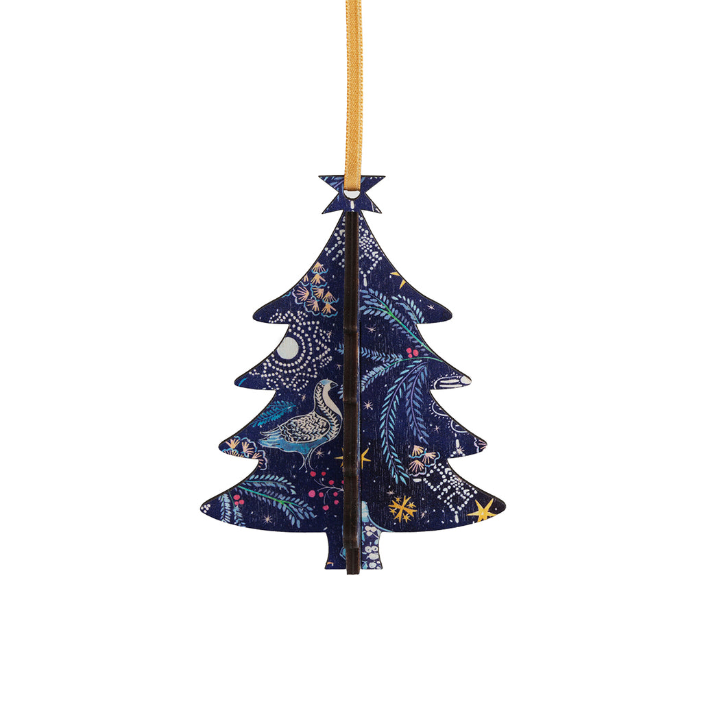 Blue 3D Wooden Tree Decoration