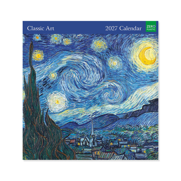 2027 calendar cover with Van Gogh's 'Starry Night' design.