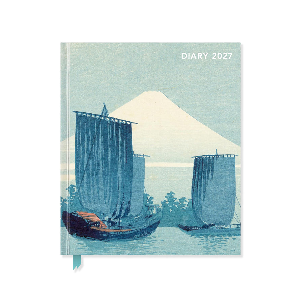 Diary cover with illustration of boats and Mount Fuji, titled 'DIARY 2027'.