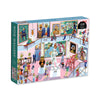 1,000 piece jigsaw box of funny museum gallery scene where human visitors have been replaced by dogs dressed as people.