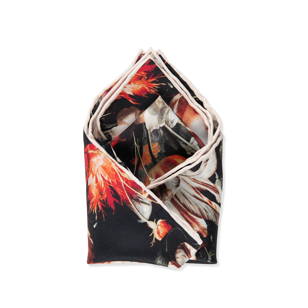 Folded fabric with a floral pattern on a white background