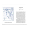 An open book spread showing a blue-toned map of Africa's Nile river on the left page and an introduction text section on the right page, photographed against a plain white background.