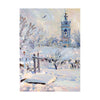 Winter scene with a church and snow-covered trees by artist Mikhail Abakumov.