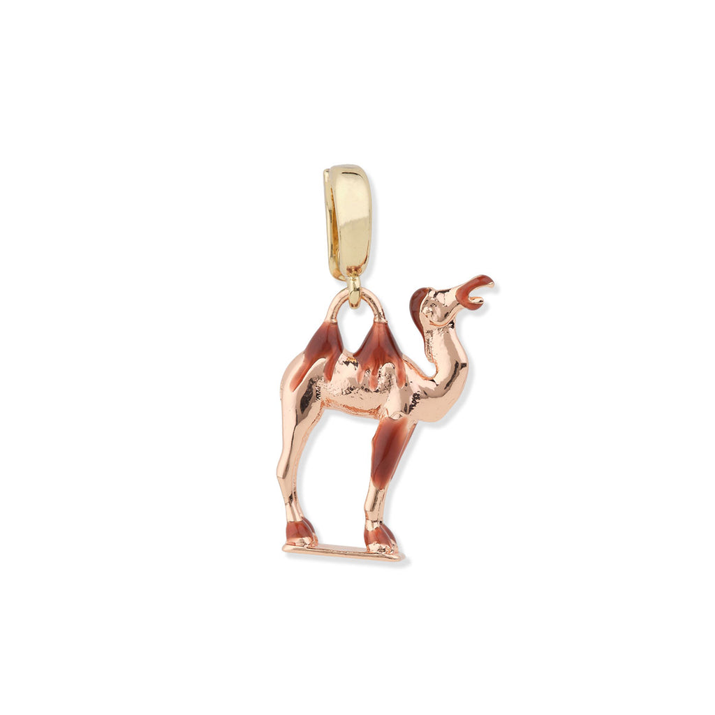 Gold camel pendant on a white background