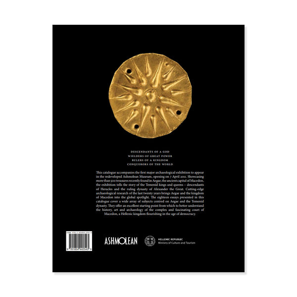 Back cover of Heracles to Alexander the Great book with ancient gold coin and text on a black background.