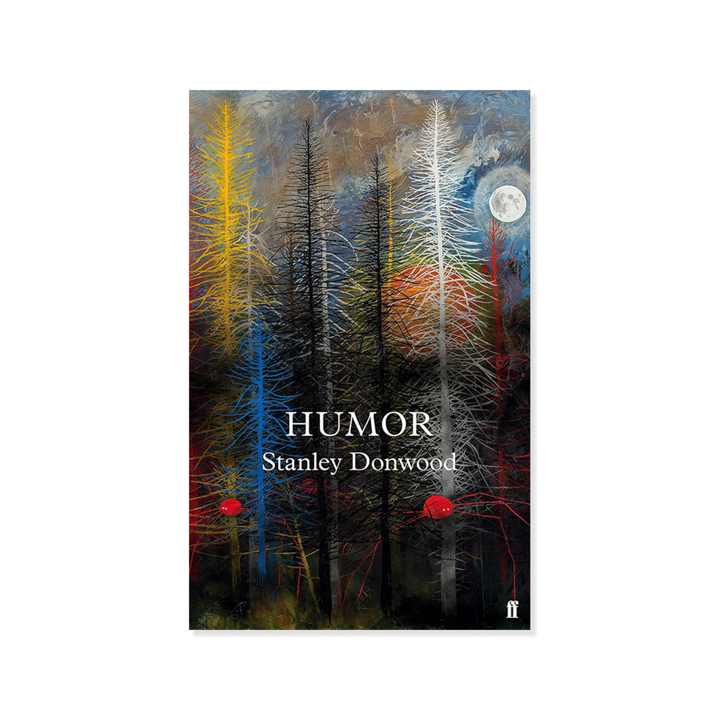 Book cover with abstract tree design and 'Humor' by Stanley Donwood text
