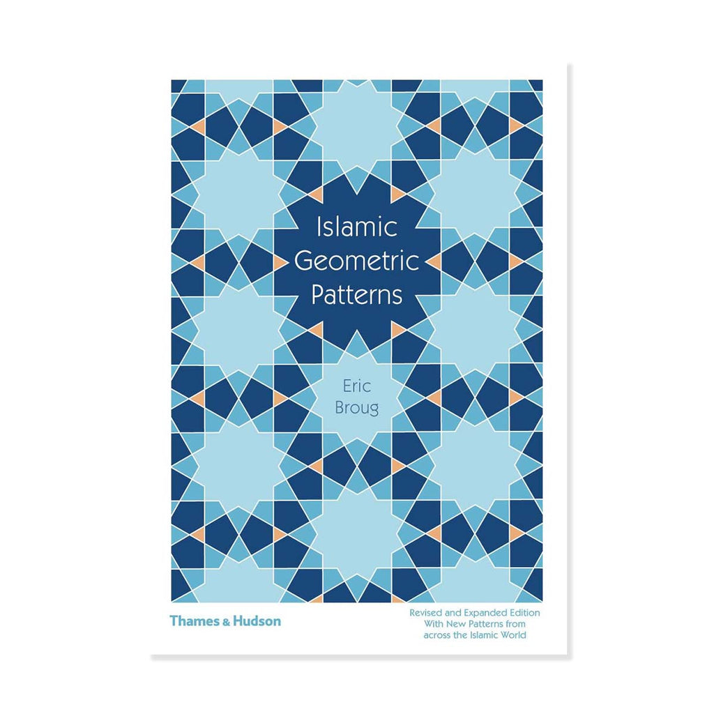 Book cover with blue geometric pattern and text 'Islamic Geometric Patterns' by Eric Broug