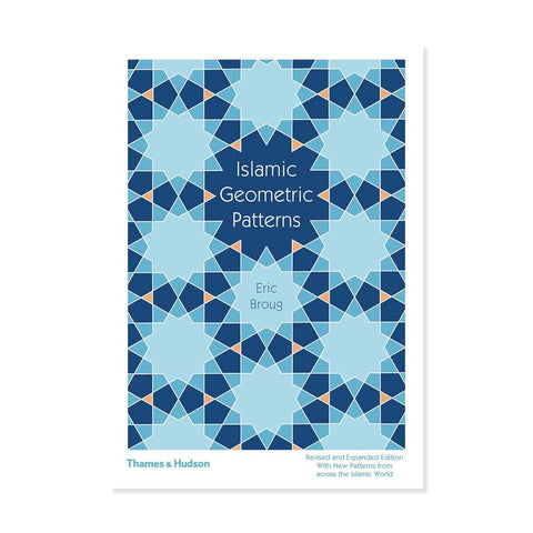 Book cover with blue geometric pattern and text 'Islamic Geometric Patterns' by Eric Broug