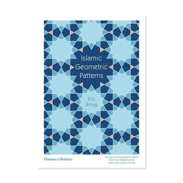 Book cover with blue geometric pattern and text 'Islamic Geometric Patterns' by Eric Broug