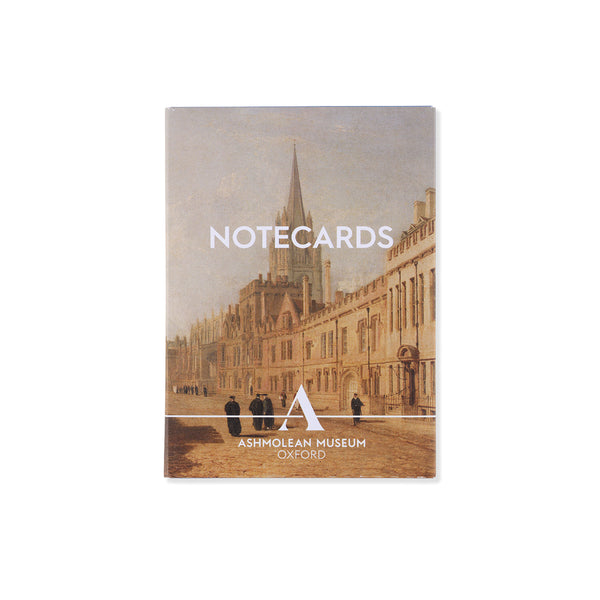 Notecards with Ashmolean Museum logo, Oxford high street by JMW Turner design on a white background.