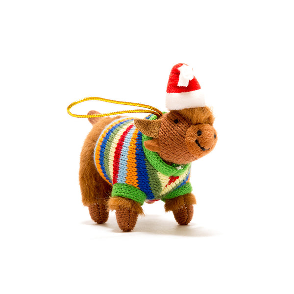 Knitted Highland Cow Decoration