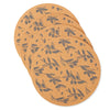 A set of four overlapping round cork placemats with a dark grey olive branch pattern, displayed on a clean white background.