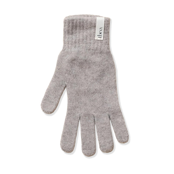 wool and cashmere blend gloves in a beige / oatmeal colour on a white background. 