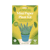 Mini paper plant kit packaging with a potted plant illustration on a yellow background