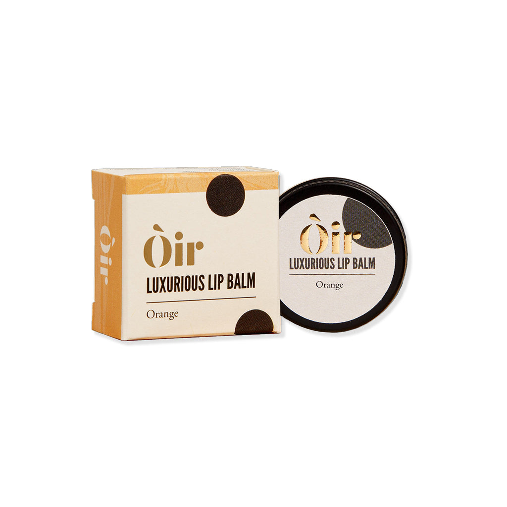 Õir luxurious lip balm with packaging on a white background