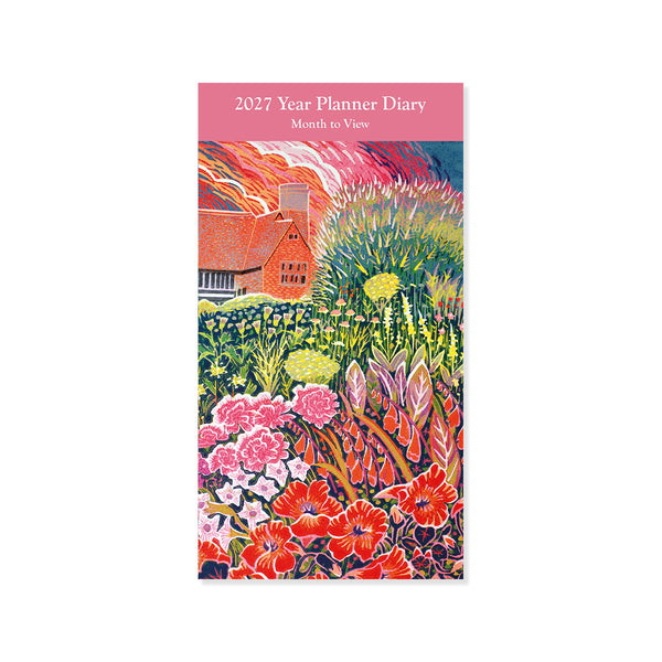 2027 Year Planner Diary with colorful garden illustration on a white background