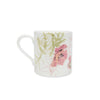 White floral design bone china mug with May Morris Poppy artwork on a white background.