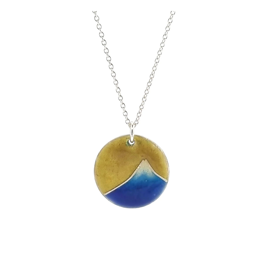 Mount Fuji Silver Blue & Yellow Necklace