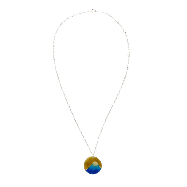 Mount Fuji Silver Blue & Yellow Necklace