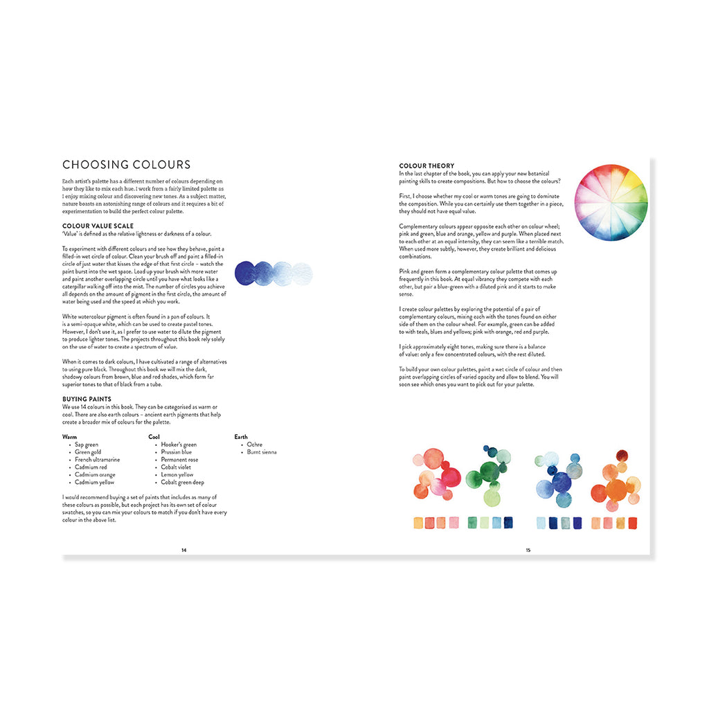 Page from a book on color theory with text and color charts.