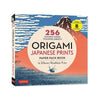 Origami Japanese Prints paper pack book by Tuttle, featuring a Japanese-style mountain and wave illustration on the cover with a large white oval center and red, black, and blue text.