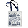 Tote bag with a map of Oxford and a blue ribbon on a white background