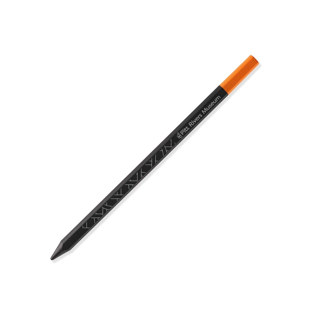 Graphite pencil with orange eraser on a white background