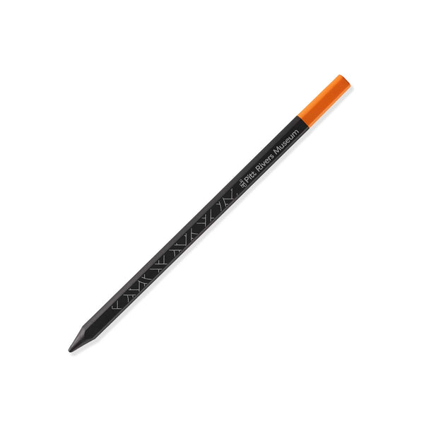 Graphite pencil with orange eraser on a white background