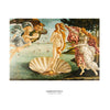 A framed-style art print of Sandro Botticelli's 'The Birth of Venus' centred on a white background, with the artwork showing Venus standing on a shell and surrounding figures in a classical scene. Small text below the print reads 'SANDRO BOTTICELLI' and 'THE BIRTH OF VENUS'.