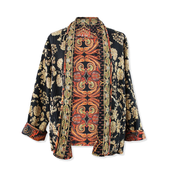 Patterned jacket with long sleeves on a white background