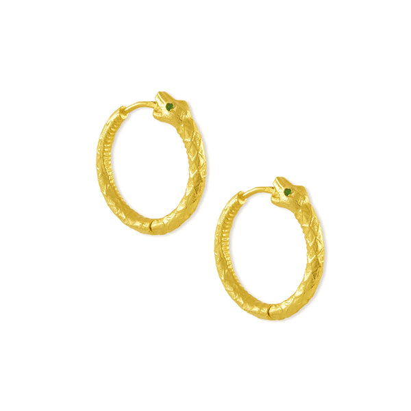 Rebirth Emerald Snake Hoop Earrings