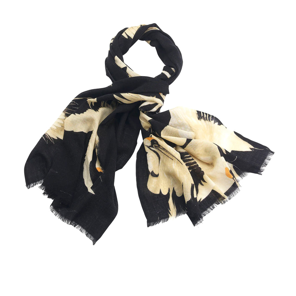 Black Wool Stork Scarf