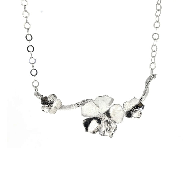 Silver Blossom Branch Necklace