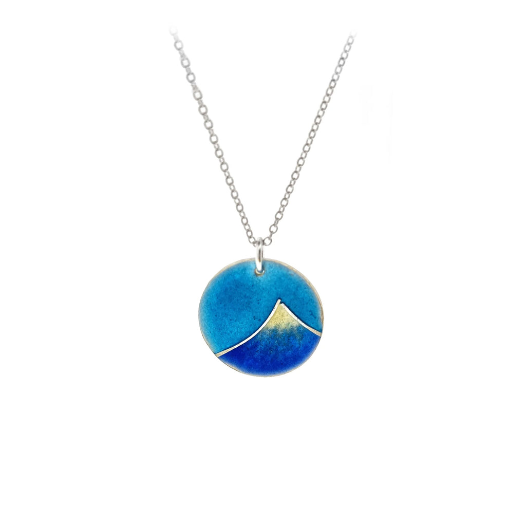 Mount Fuji Silver & Blue Necklace